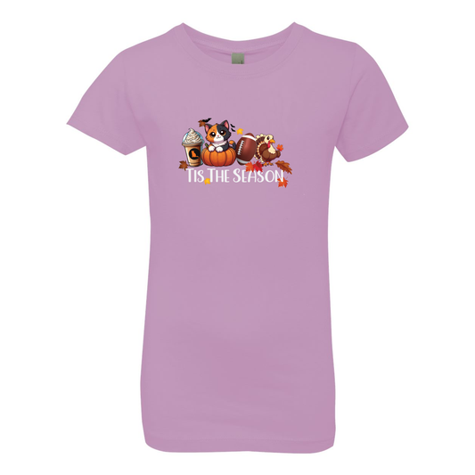 Calico Cat Tis The Season Fall Girls' The Princess Tee - WagALotBowWow