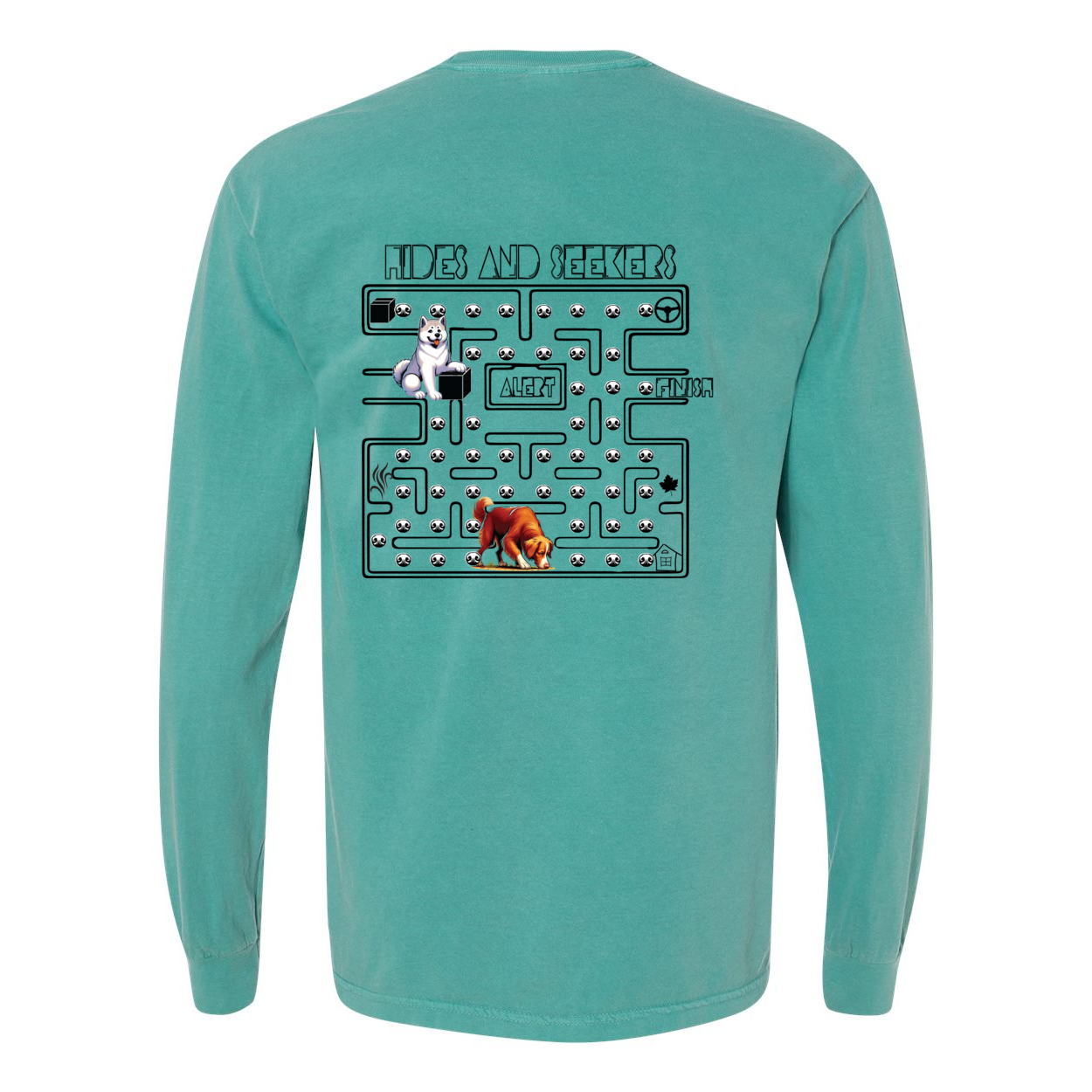 River Maze Scent Garment Dyed Heavyweight Ringspun Long Sleeve T-Shirt - WagALotBowWow