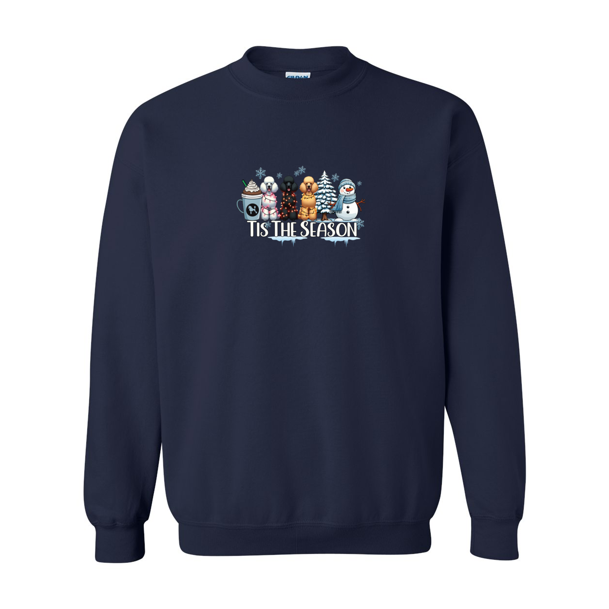 Poodle Tis The Season Winter Heavy Blend Crewneck Sweatshirt - WagALotBowWow