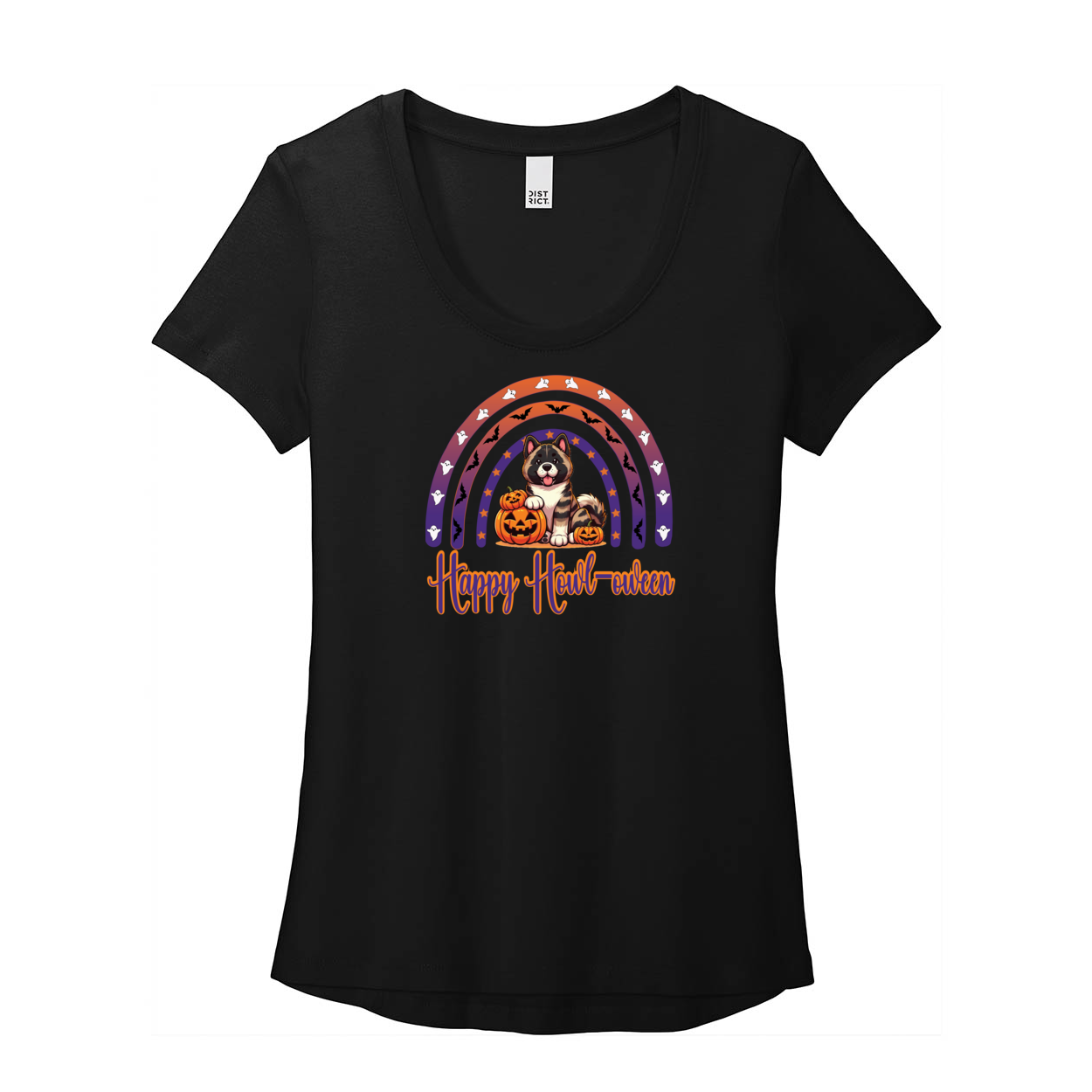 Akita Howl-oween Scoop Neck Tee - WagALotBowWow