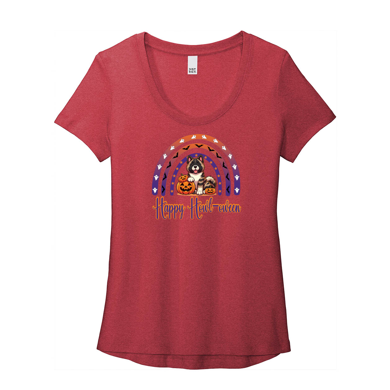 Akita Howl-oween Scoop Neck Tee - WagALotBowWow