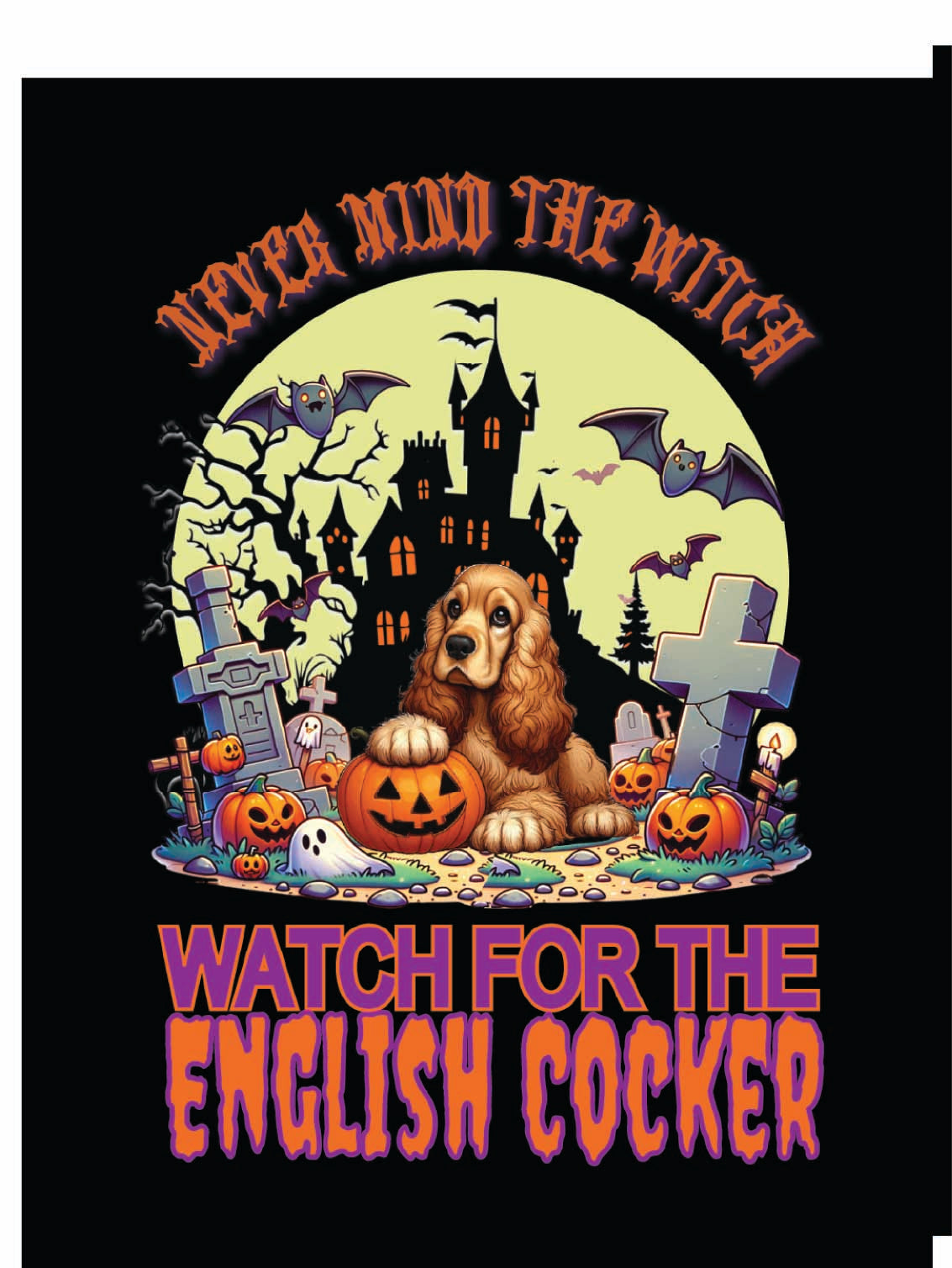 Halloween English Cocker Breed Linen Garden Flags – 12x18