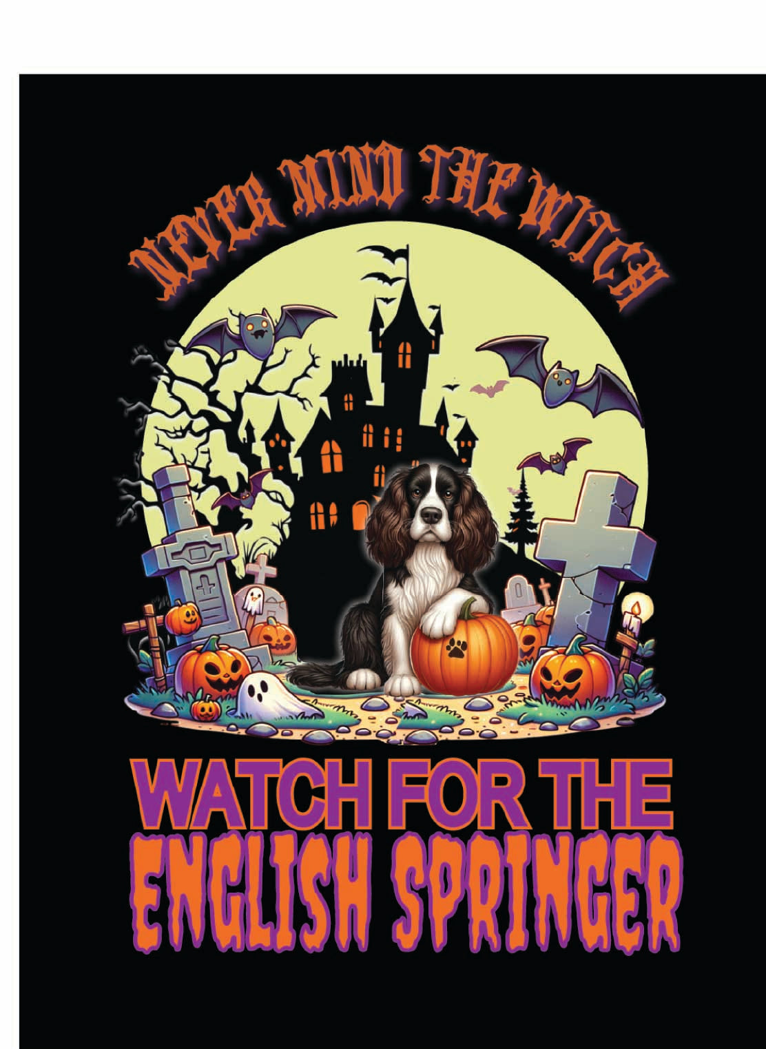 Halloween English Springer Breed Linen Garden Flags – 12x18