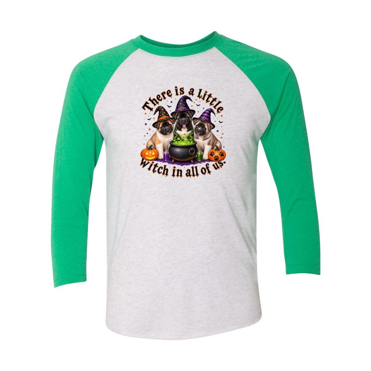 Little Witch in All of US Unisex Tri-Blend Three-Quarter Sleeve Baseball Raglan Tee