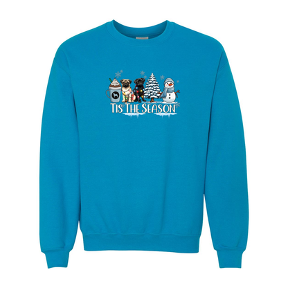 Pug Tis The Season Winter Heavy Blend Crewneck Sweatshirt - WagALotBowWow