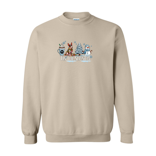 Rat Terrier Tis The Season Winter Heavy Blend Crewneck Sweatshirt - WagALotBowWow