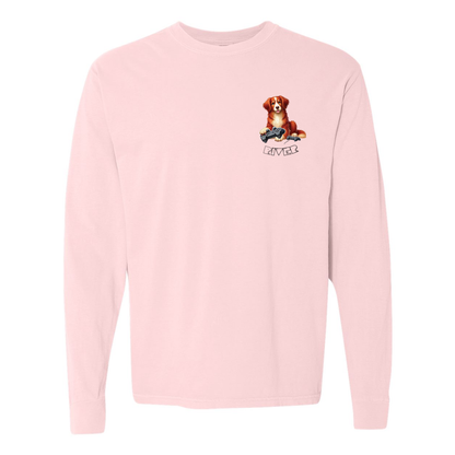 River Maze Scent Garment Dyed Heavyweight Ringspun Long Sleeve T-Shirt - WagALotBowWow