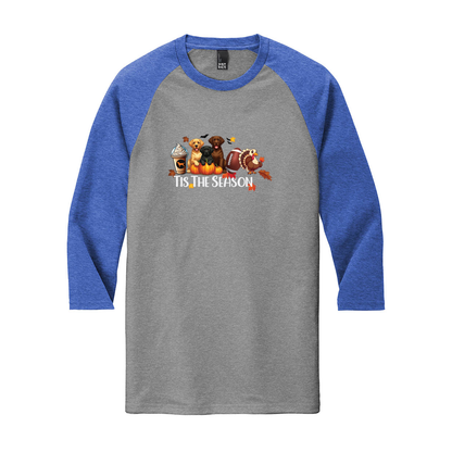 Labrador Tis The Season Fall DM136 District ® Perfect Tri ® 3/4-Sleeve Raglan - WagALotBowWow