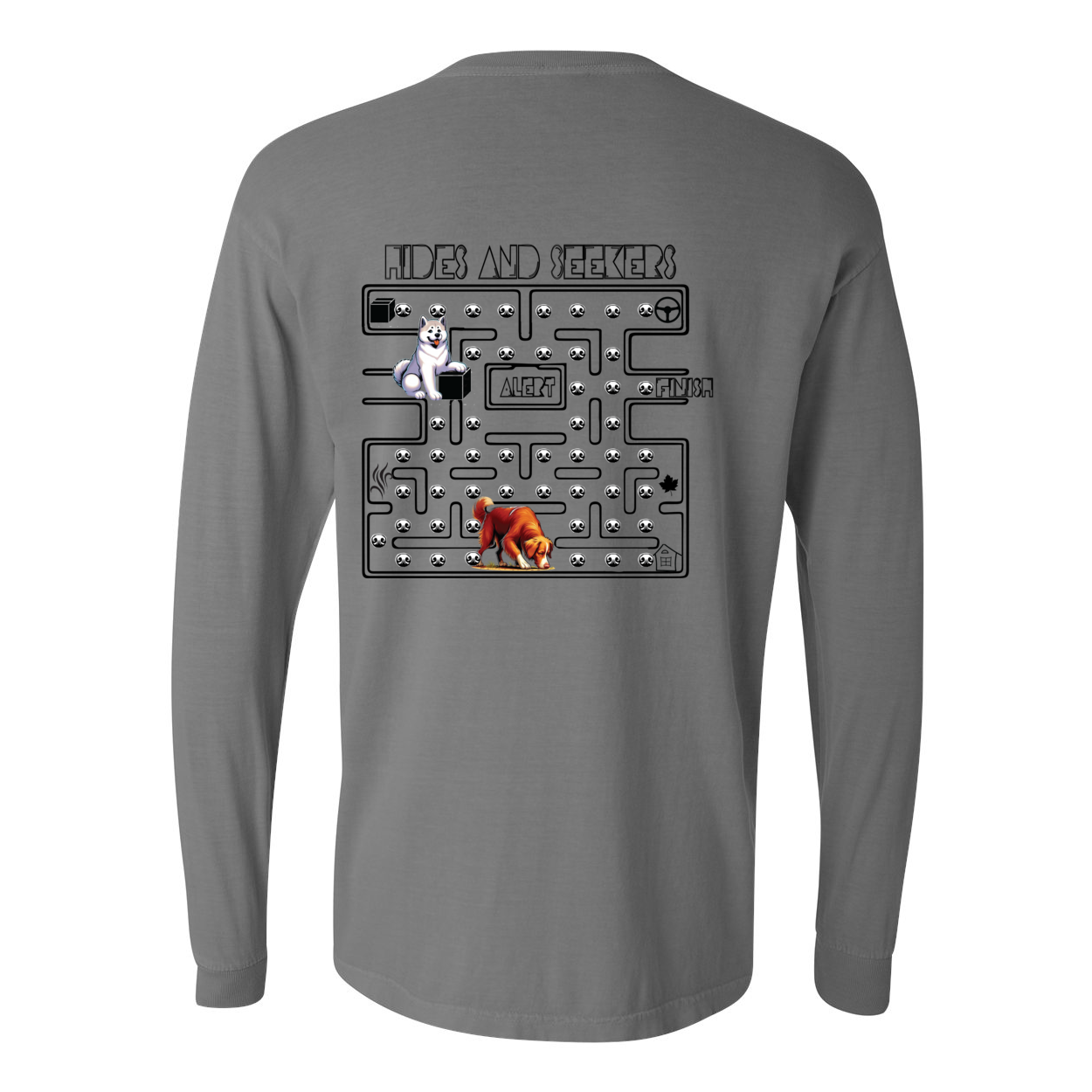 River Maze Scent Garment Dyed Heavyweight Ringspun Long Sleeve T-Shirt - WagALotBowWow