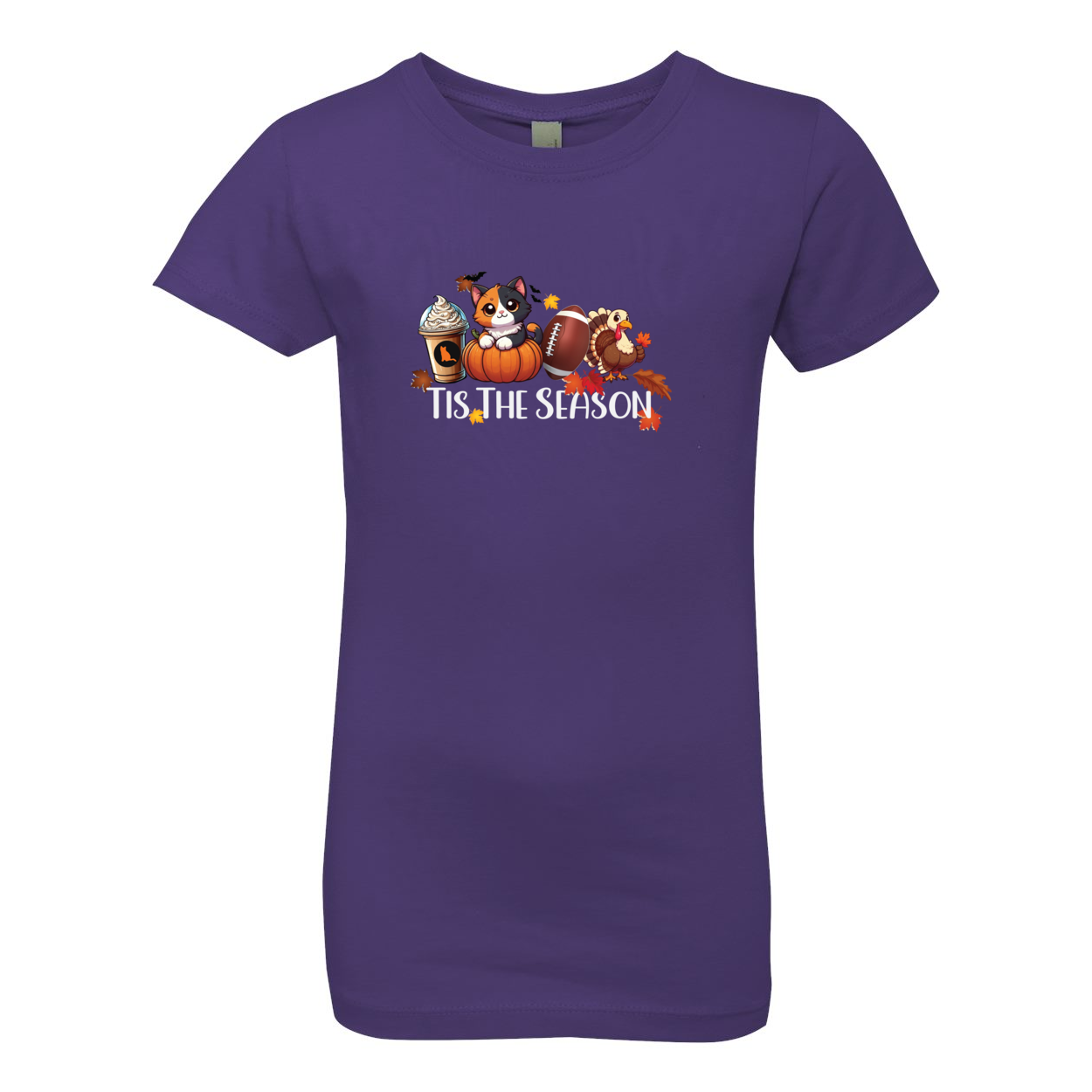 Calico Cat Tis The Season Fall Girls' The Princess Tee - WagALotBowWow