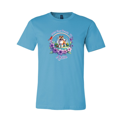 IL Akita Purple letters SS T-Shirt Front Only - WagALotBowWow