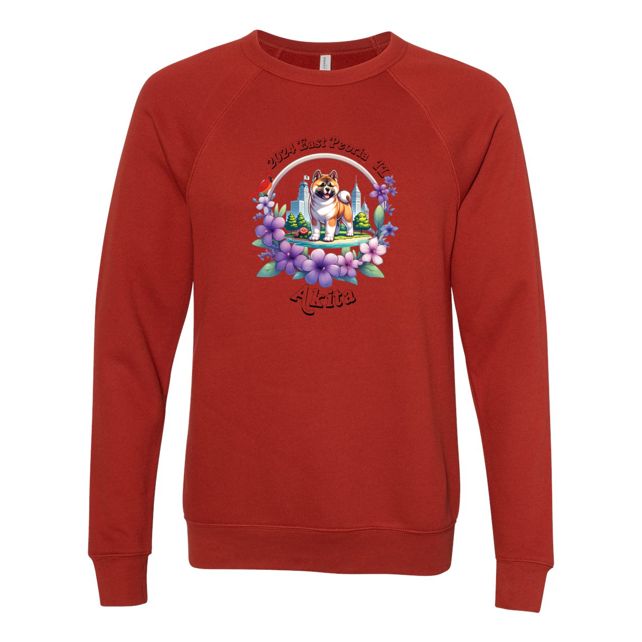 IL Akita Bella+Canvas Raglan Crewneck Sweatshirt Light Colors - WagALotBowWow