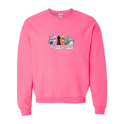 Poodle Tis The Season Winter Heavy Blend Crewneck Sweatshirt - WagALotBowWow