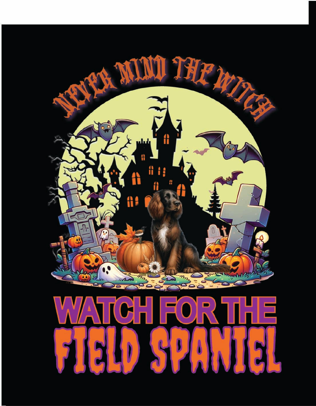 Halloween Field Spaniel Breed Linen Garden Flags – 12x18