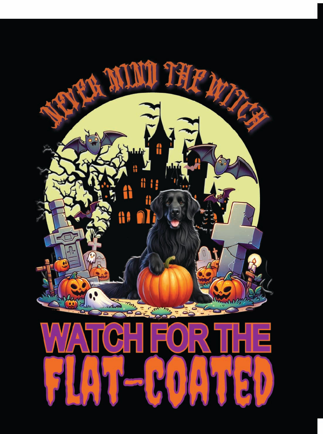 Halloween Flat-Coated Breed Linen Garden Flags – 12x18