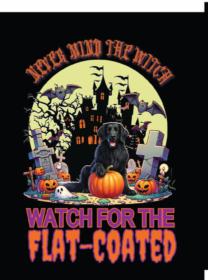 Halloween Flat-Coated Breed Linen Garden Flags – 12x18