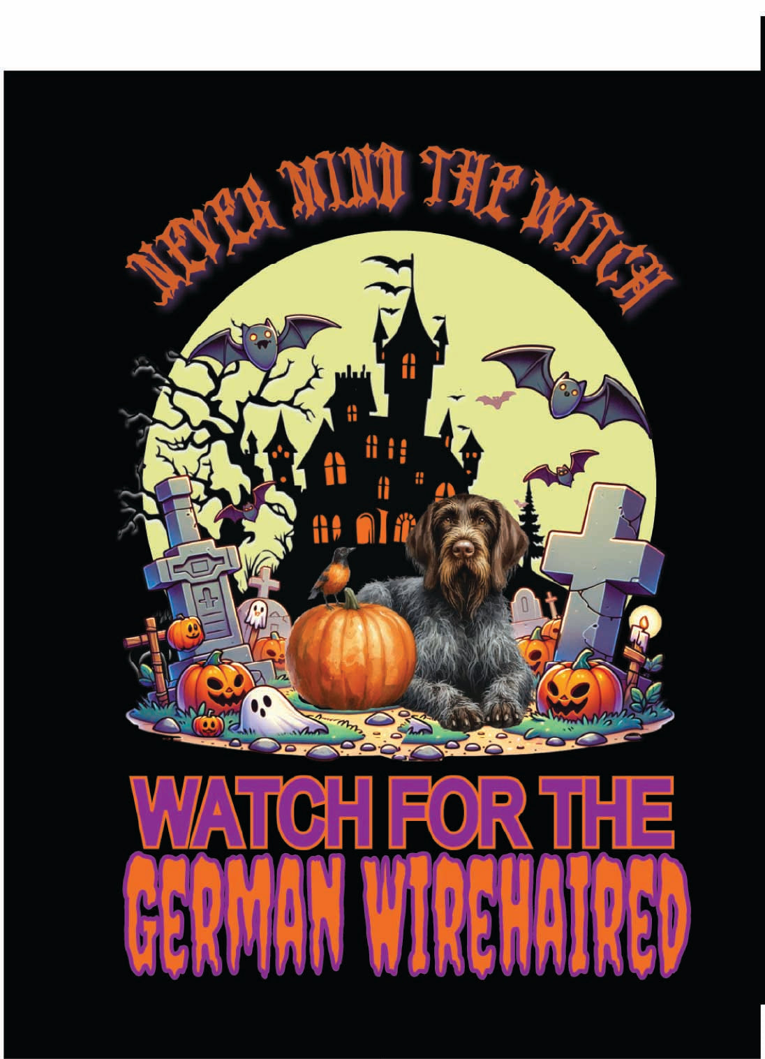 HalloweenGerman Wirehaired Breed Linen Garden Flags – 12x18