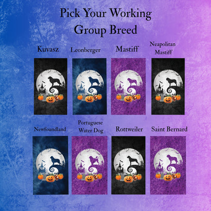 Working Group Dog Breed Halloween Garden Flag Gift Idea for Working Group Dog Lover Personalized Outdoor Yard Banner