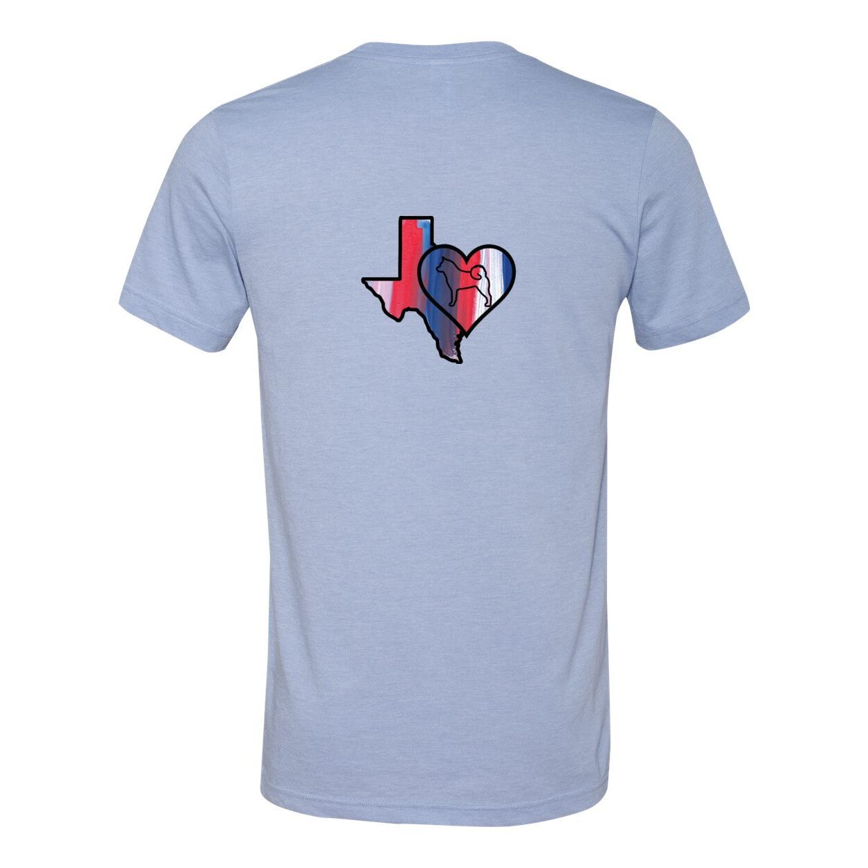 Texas Heart Akita Front/Back Unisex Short Sleeve Jersey Tee - WagALotBowWow