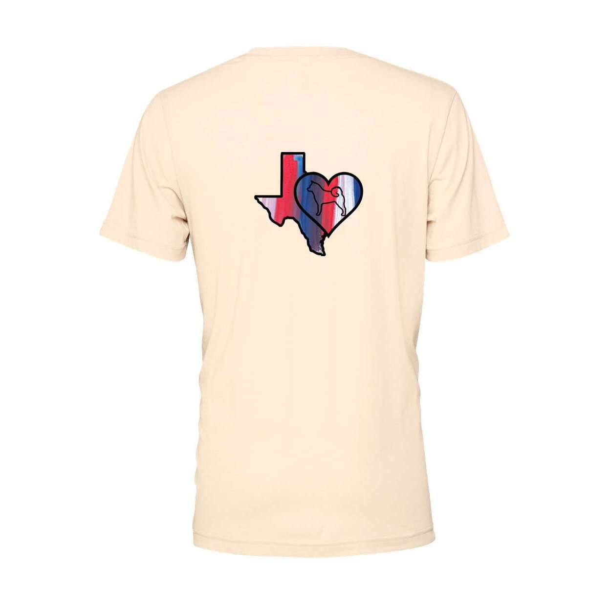 Texas Heart Akita Front/Back Unisex Short Sleeve Jersey Tee - WagALotBowWow