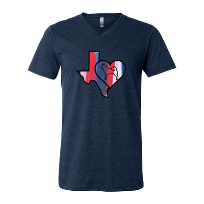 Texas Heart Akita Unisex Short Sleeve V-Neck Jersey Tee - WagALotBowWow