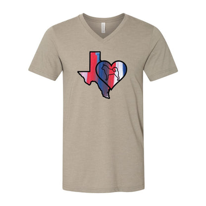 Texas Heart Akita Unisex Short Sleeve V-Neck Jersey Tee - WagALotBowWow