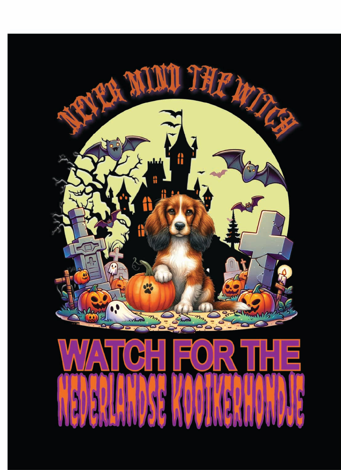 Halloween Nederlandse Kookerhondje Breed Linen Garden Flags – 12x18