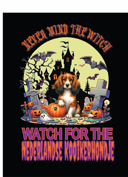 Halloween Nederlandse Kookerhondje Breed Linen Garden Flags – 12x18