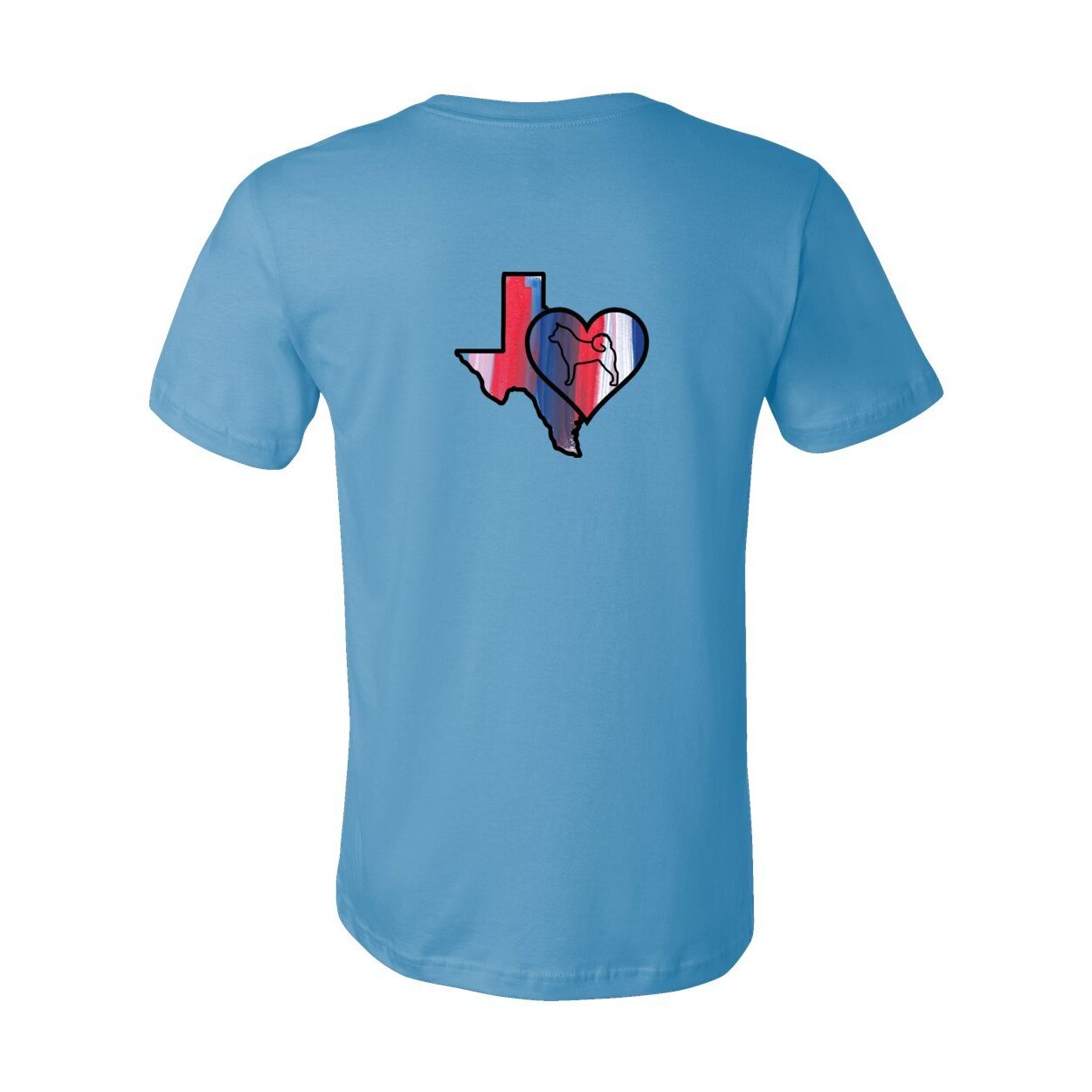 Texas Heart Akita Front/Back Unisex Short Sleeve Jersey Tee - WagALotBowWow