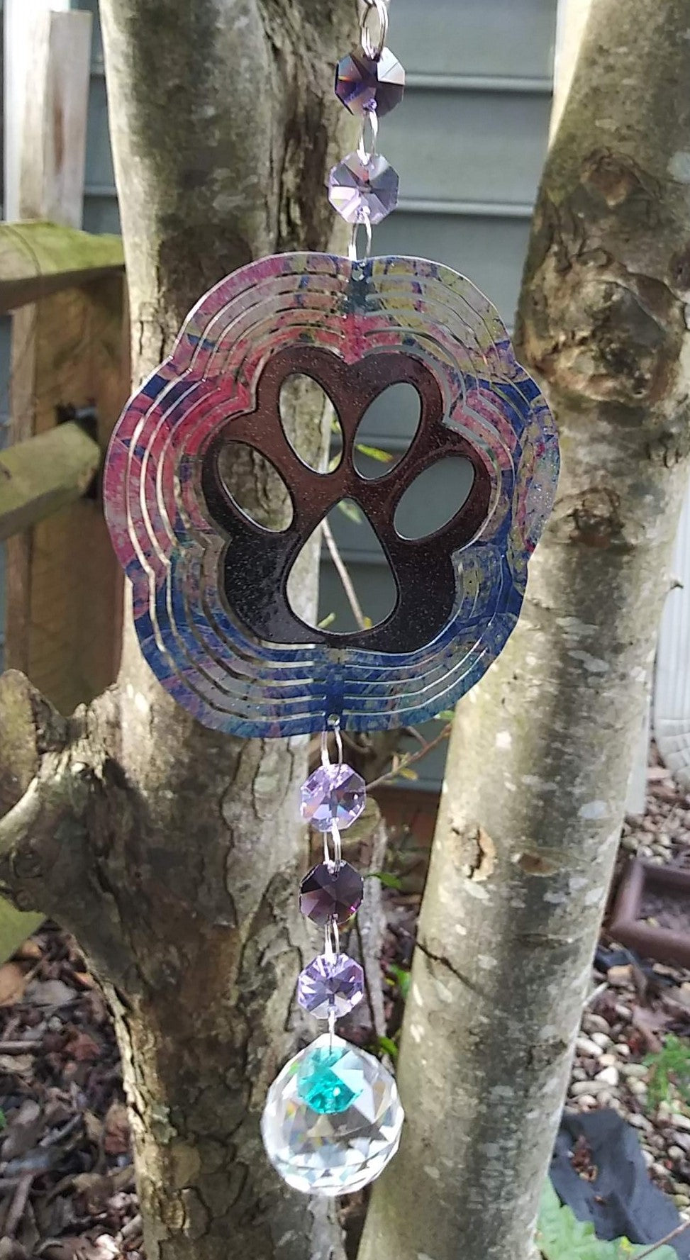 Mini Bone/Paw Wind Spinner with Jewels - WagALotBowWow