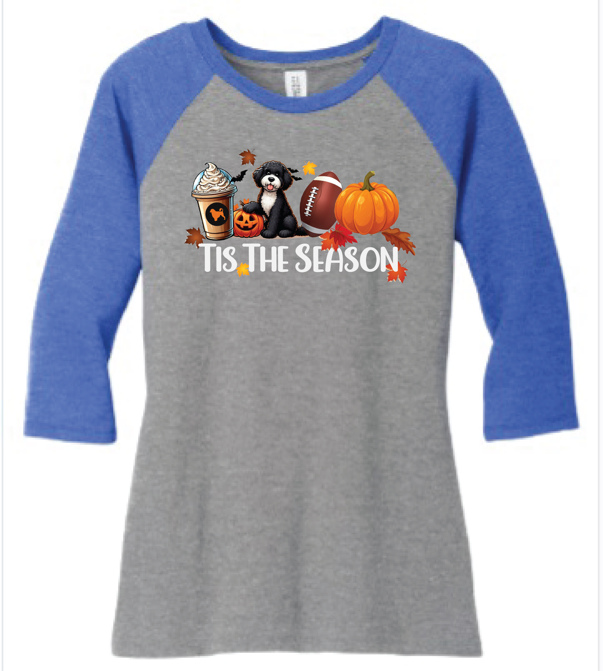 Tis The Season Working Dog Breed 3/4-Sleeve Raglan Front/Back Print - WagALotBowWow