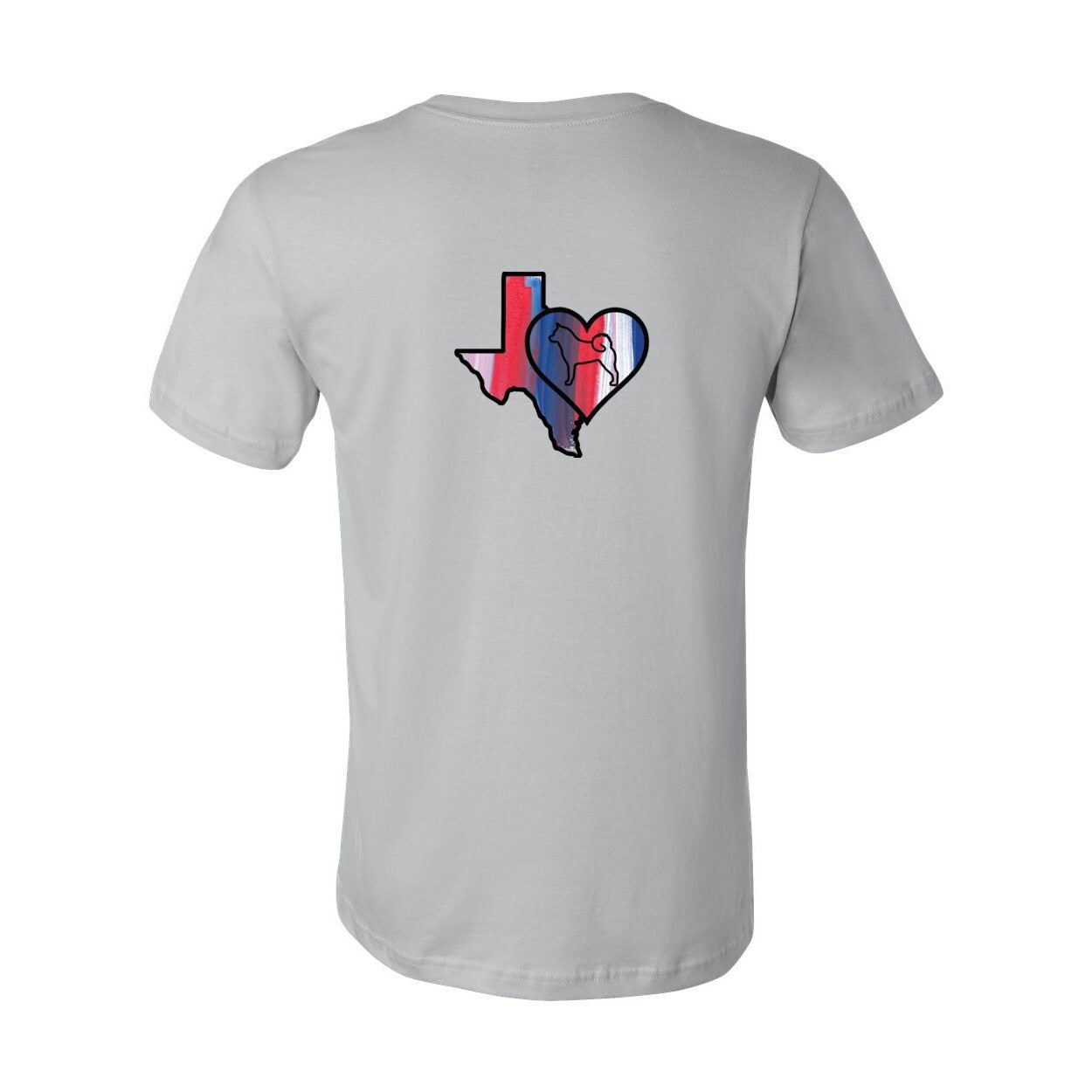 Texas Heart Akita Front/Back Unisex Short Sleeve Jersey Tee - WagALotBowWow
