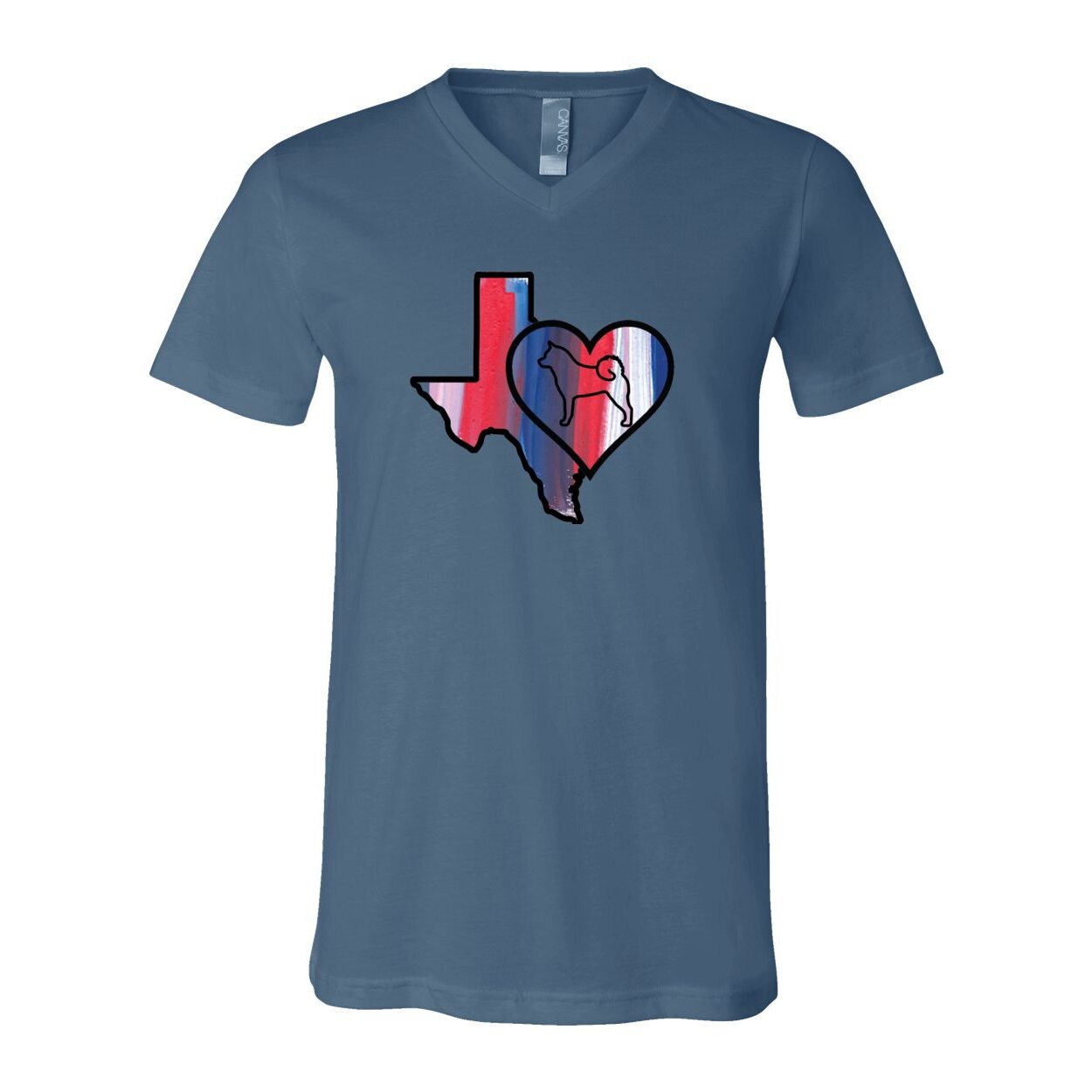 Texas Heart Akita Unisex Short Sleeve V-Neck Jersey Tee - WagALotBowWow