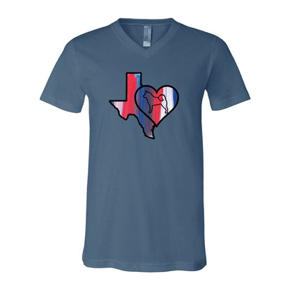 Texas Heart Akita Unisex Short Sleeve V-Neck Jersey Tee - WagALotBowWow