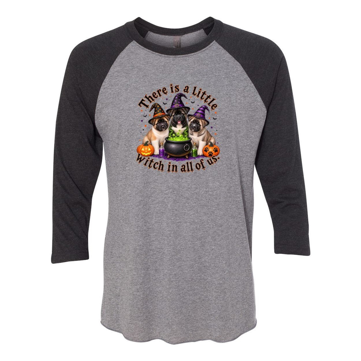 Little Witch in All of US Unisex Tri-Blend Three-Quarter Sleeve Baseball Raglan Tee
