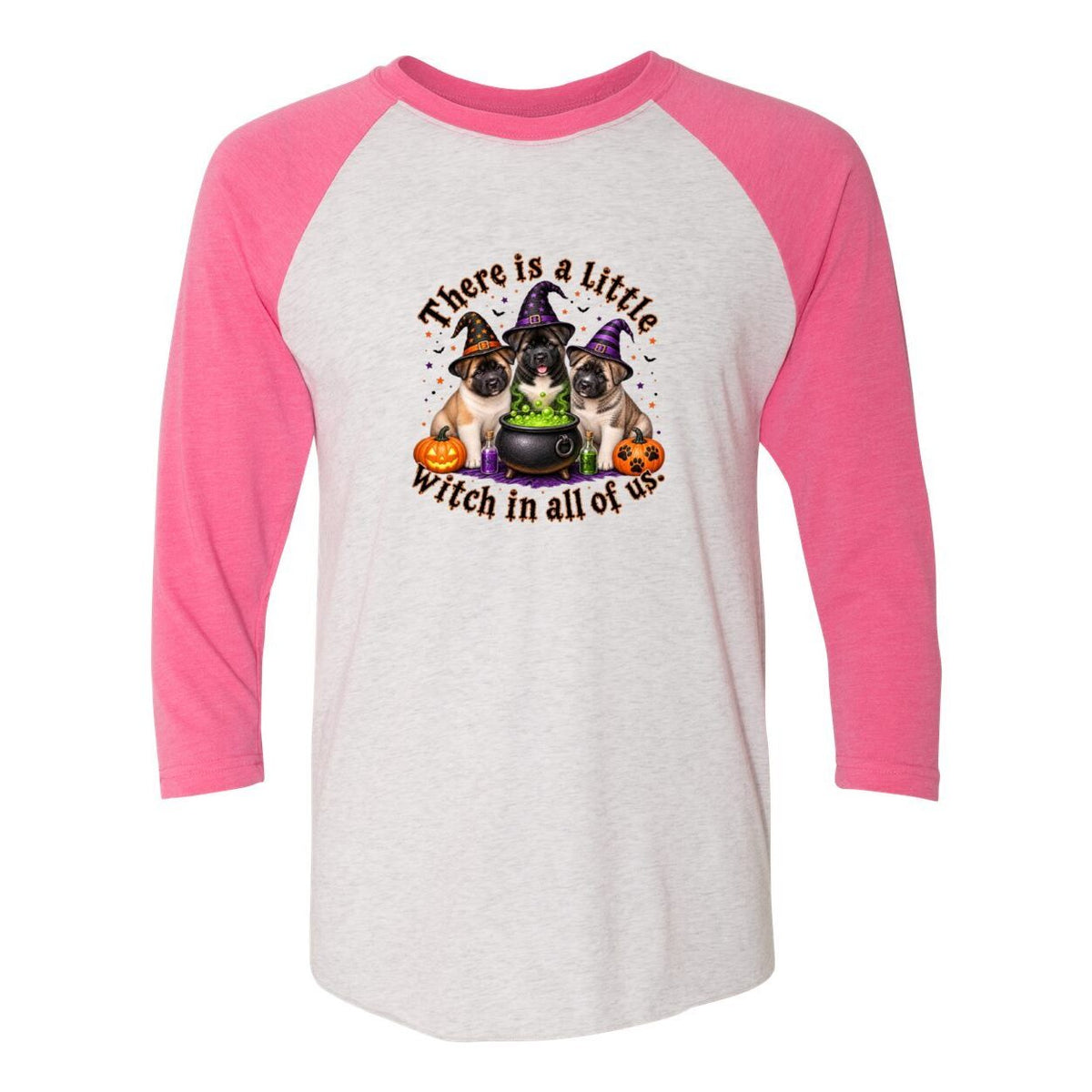 Little Witch in All of US Unisex Tri-Blend Three-Quarter Sleeve Baseball Raglan Tee