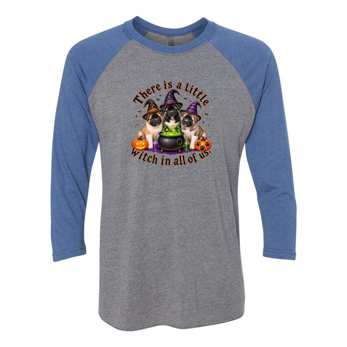Little Witch in All of US Unisex Tri-Blend Three-Quarter Sleeve Baseball Raglan Tee