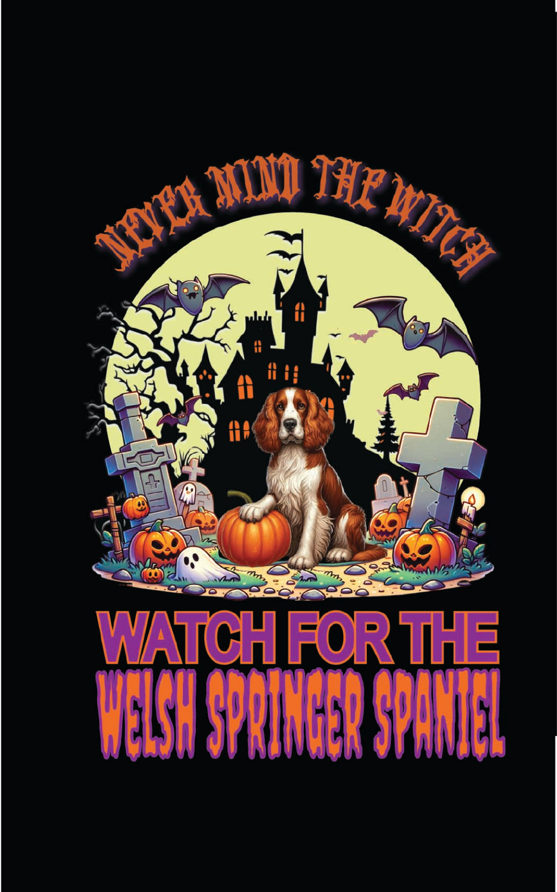 Halloween Welsh Springer  Breed Linen Garden Flags – 12x18