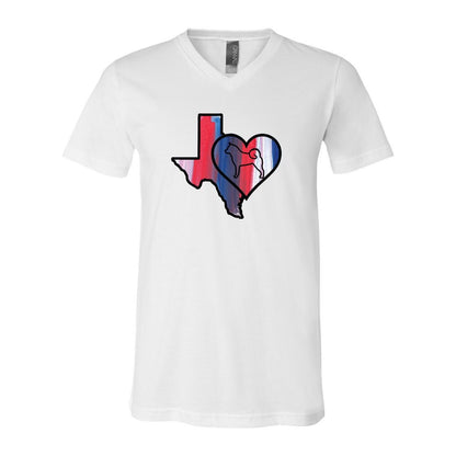 Texas Heart Akita Unisex Short Sleeve V-Neck Jersey Tee - WagALotBowWow