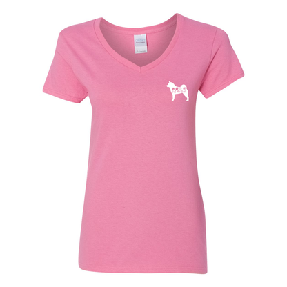 Akita Scent F/B Women's V-Neck T-Shirt - WagALotBowWow