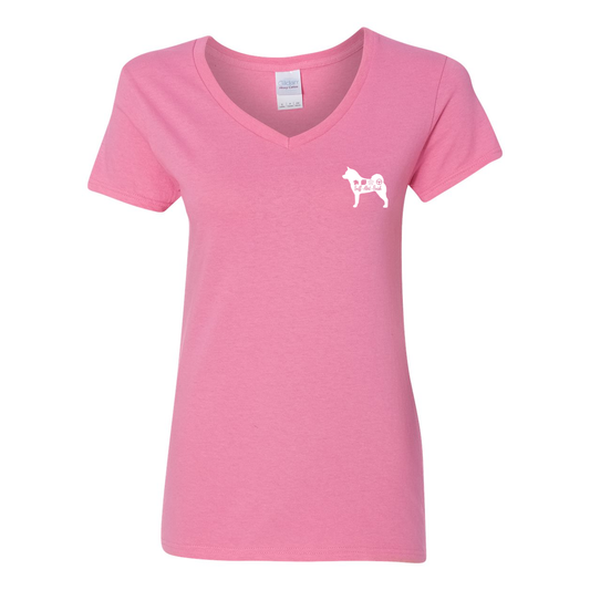 Akita Scent F/B Women's V-Neck T-Shirt - WagALotBowWow