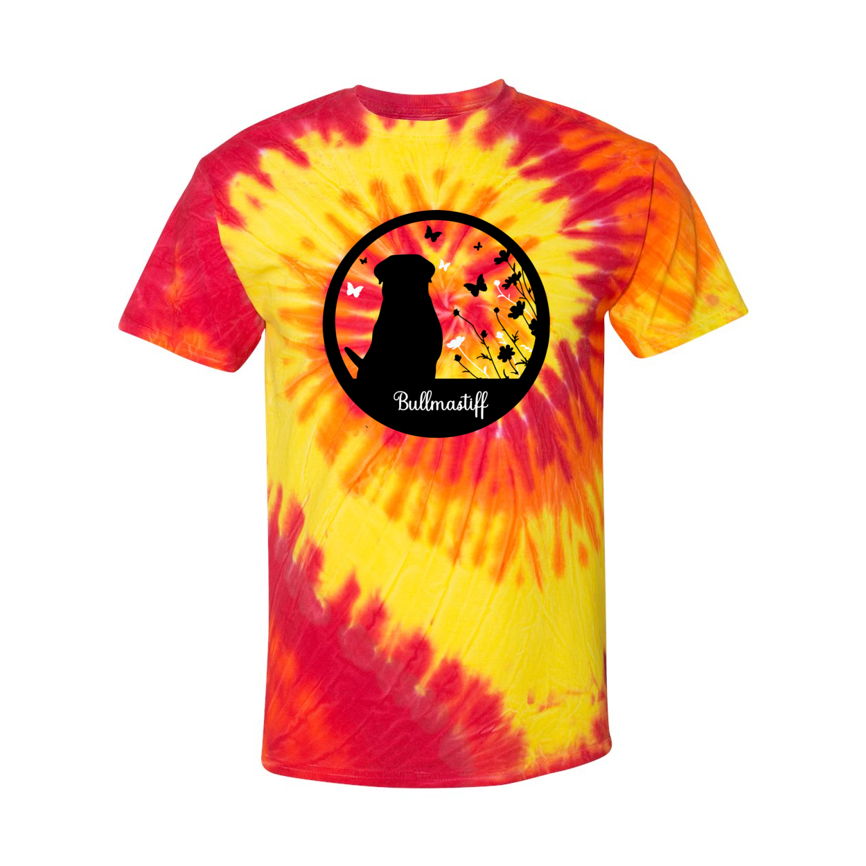 Bullmastiff Flowers Spiral Tie-Dyed T-Shirt - WagALotBowWow