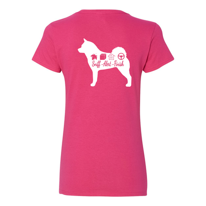 Akita Scent F/B Women's V-Neck T-Shirt - WagALotBowWow