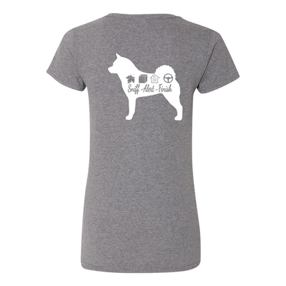 Akita Scent F/B Women's V-Neck T-Shirt - WagALotBowWow