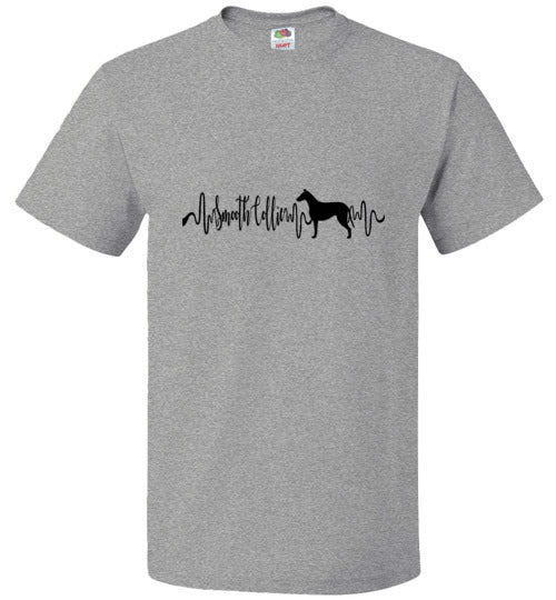 Smooth Collie Heartbeat Unisex Short Sleeve Shirt Black - WagALotBowWow