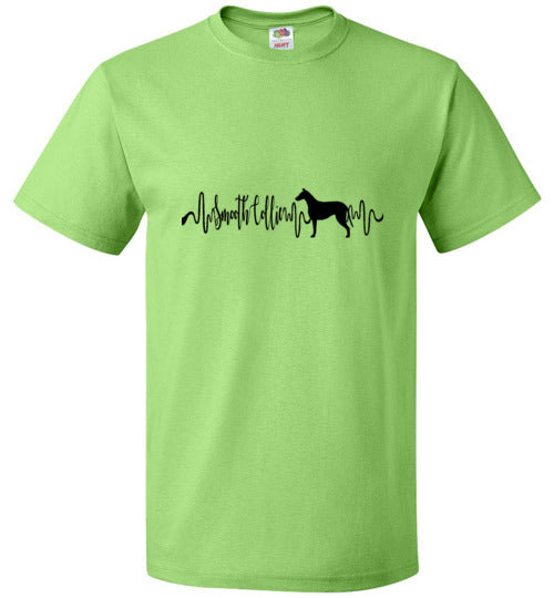 Smooth Collie Heartbeat Unisex Short Sleeve Shirt Black - WagALotBowWow