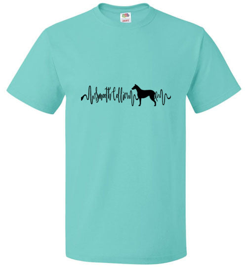 Smooth Collie Heartbeat Unisex Short Sleeve Shirt Black - WagALotBowWow