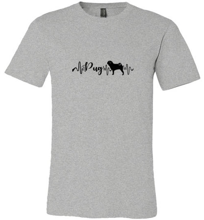 Pug Heartbeat Unisex Short Sleeve Shirt Black - WagALotBowWow