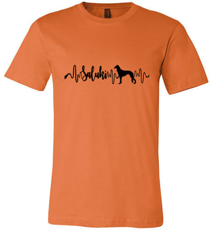 Saluki Heartbeat Unisex Short Sleeve Shirt Black - WagALotBowWow