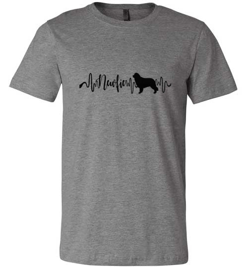 Newfie Heartbeat Unisex Short Sleeve Shirt Black - WagALotBowWow